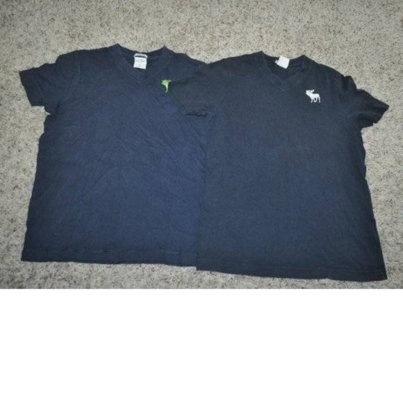 *T-Shirts Abercrombie Large 2 Pc Navy Blue Short Sleeve V-Neck Tee Shirts - Picture 1 of 5